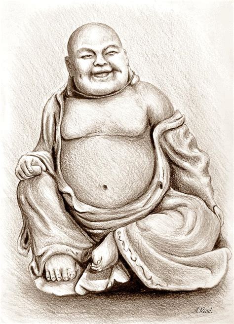 Smiling Buddha Drawing by Andrew Read - Fine Art America