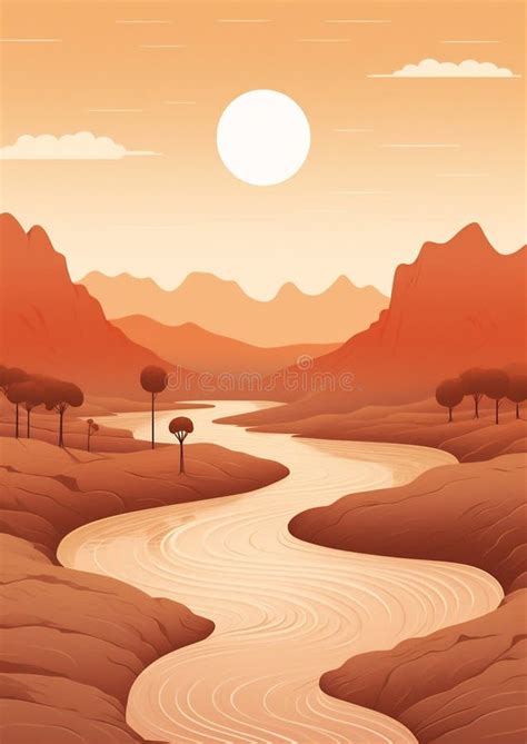 Nature Background Mountain Cartoon Illustration Sky Landscape Desert Rock Design Stock ...