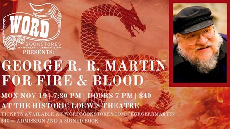 George R.R. Martin for Fire & Blood in NYC at Word Bookstores