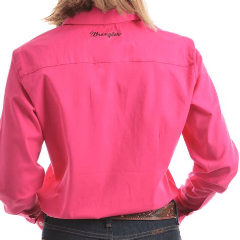 Wrangler Womens Tracey Drill LS Shirt-PINK