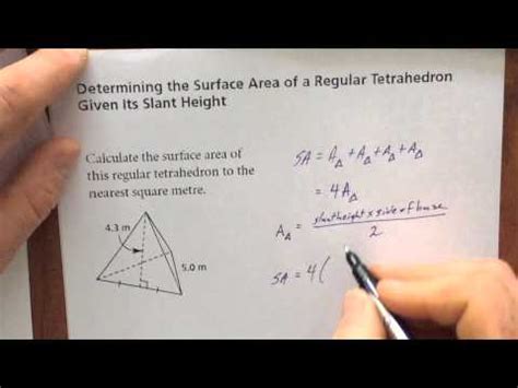 Surface area of a regular tetrahedron - YouTube