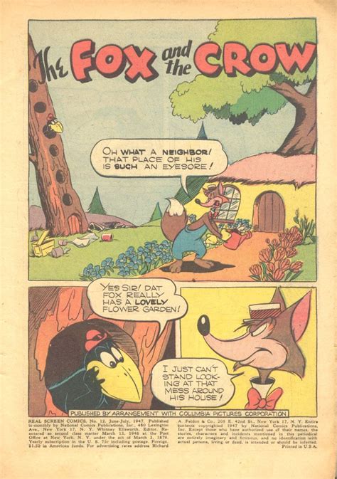 Fox and crow cartoon comic page 1947.