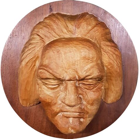 French vintage carved wooden death mask