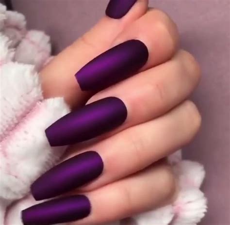 34+ Dark Purple Nail Designs | Acrylic Nail Art 2023 in 2023 | Matte purple nails, Purple nail ...