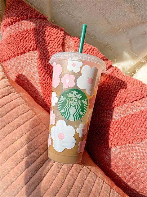 Pink Retro Flowers Starbucks Cup Gift for Daisy Lover and - Etsy Australia