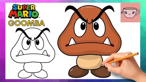 Cómo dibujar Goomba | Súper Mario Bros | Fácil tutorial de dibujo paso ...