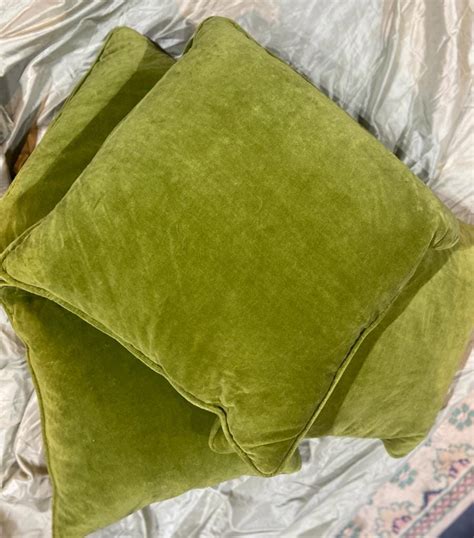 Lovely Green Velvet Cushions – Up to 4 Available - Divinely Vintage Interiors