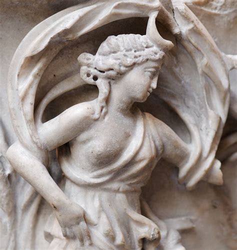 Selene on her chariot, detail from a Roman sarcophagus with the myth of ...