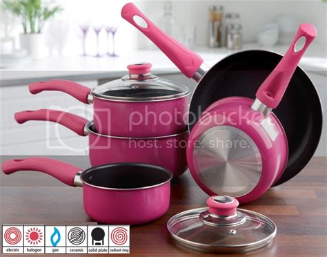 5 Piece Baby Pink Pan Set - , Ceramic Easy Clean - Soft Touch Handles ...