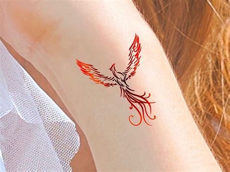 Phoenix Temporary Tattoo / Red Phoenix Bird Tattoo - Etsy | Small ...