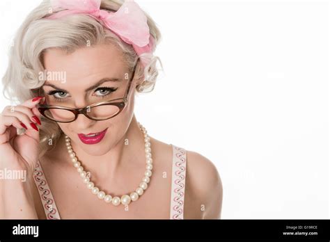 Cute studious girl wearing spectacles, isolated on white Stock Photo ...