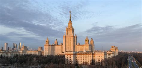 Sunset Campus of Moscow University in Spring from Above Stock Image ...