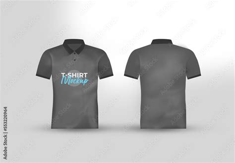 Black editable polo t-shirt mockup in front and back side on white background Stock Template ...