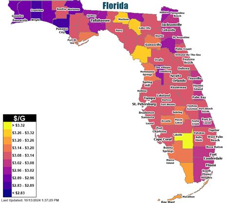 Gas Price Heat Map - Florida Gas Prices