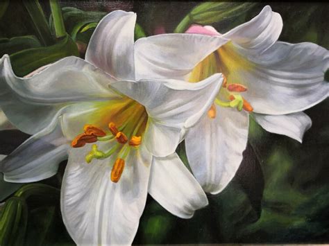 White Lily Original Oil Painting Wonderful flowers by Lilya Guseva ...