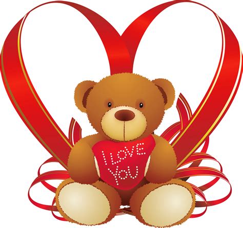 Red Heart with Teddy Bear PNG Clipart | Clip art, Clip art freebies