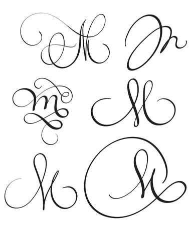 Stock Vector | Alfabeto caligrafía, Letras caligrafia y Tatuaje letra m