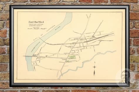 Vintage East Hartford Map from 1893 Old Connecticut Map | Etsy