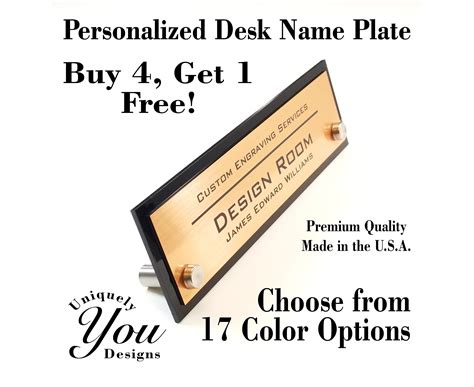 Personalized Desk Name Plate / Pin On Desk Tag - Name plate office desk engraved door sign ...