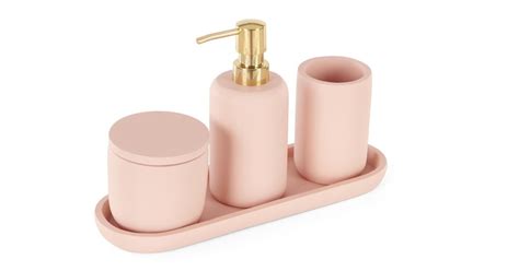 Ren Soap Dispenser and Storage Set, Matt Pink | MADE.com | Bathroom soap dispenser, Soap ...