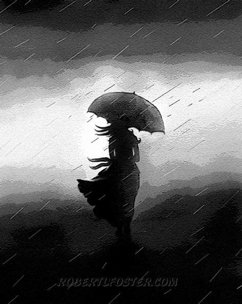 Black and white, rain | paintings and drawing | Rain art, Umbrella art, Rain