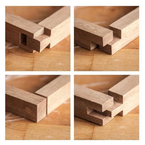 four different angles of wood on a table