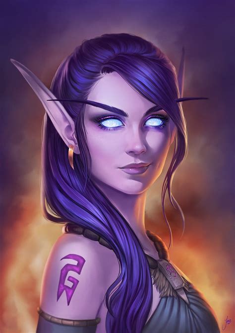 Adorable Void Elf girl portrait: WOW character digital art [Artist: June Jenssen] - World of ...