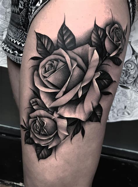 Rose Tattoos Black And Grey For Women