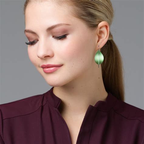 Leaf Drop Earrings – Green - Stonechat Jewellers