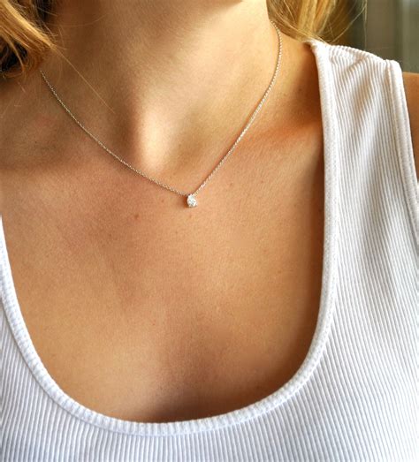 Small Silver Diamond Drop Necklace - Etsy | Diamond drop necklace, Diamond necklace simple ...