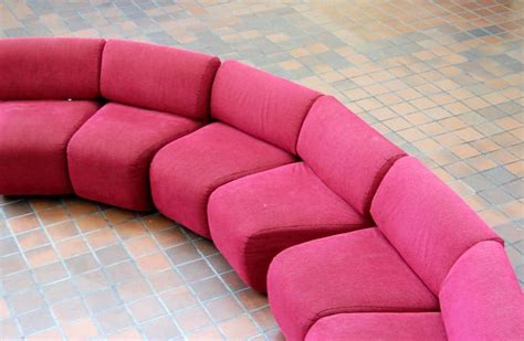 Red Leather Curved Sofa | Baci Living Room