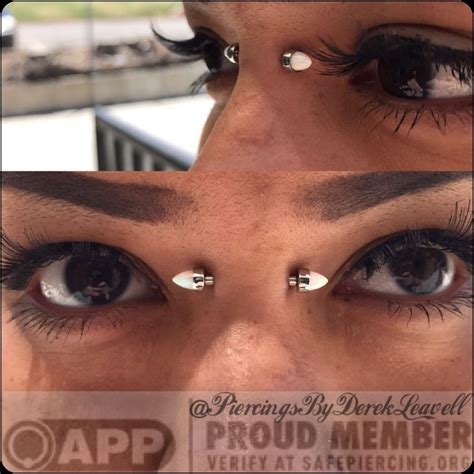 Bridge piercing I did yesterday featuring white opal bullet ends from ...