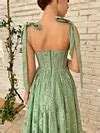 Sage Green Lace Sweetheart Bodice Prom Dress Ribbon Strap A Line Corset ...
