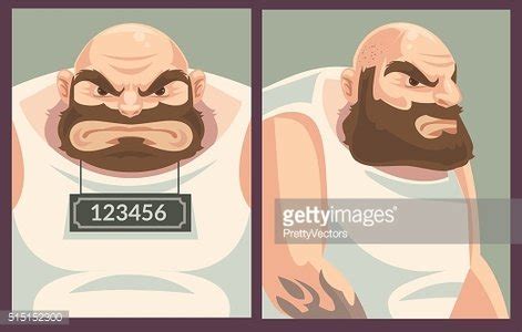 Criminal Mug Shot. Vector Flat Cartoon Illustration Stock Clipart ...