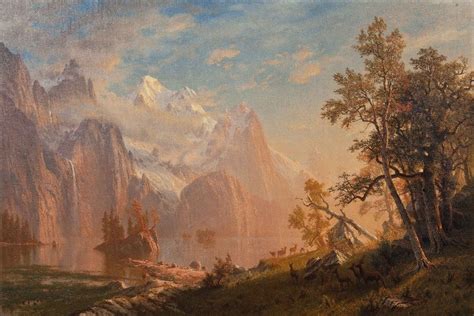 Albert Bierstadt : Western Landscape (1869) Canvas Gallery Wrapped ...