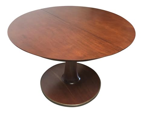 T.H. Robsjohn-Gibbings Expandable Round Mahogany Dining Table on Chairish.com Expandable Round ...