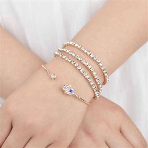 UAM Korean Style Fashion Gold Rhinestone Crystal Bracelets For Women ...