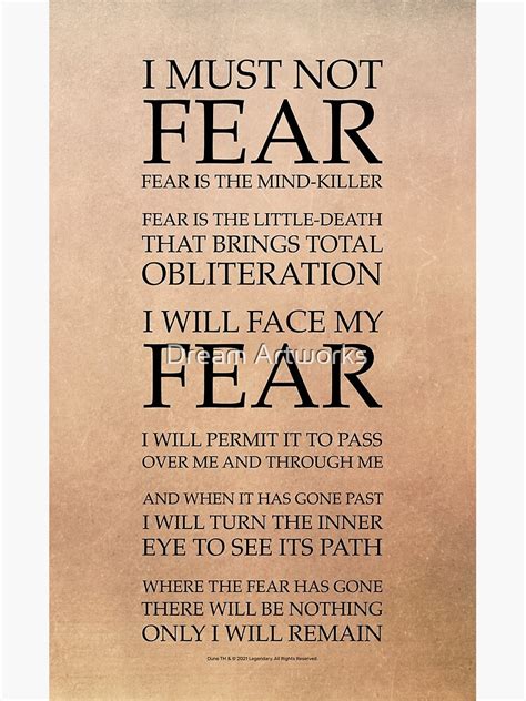 "Fear Is The Mind Killer, Dune Litany" Poster for Sale by DreamArtowrks ...