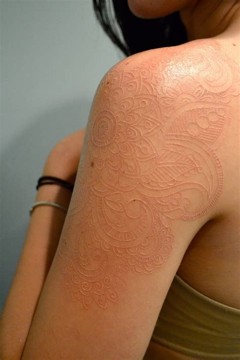 White Ink shoulder tattoo | Tattoos, Sleeve tattoos, Wrist tattoos