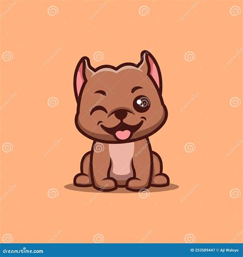 Pitbull Sitting Winking Cute Creative Kawaii Cartoon Mascot Logo Stock Illustration ...
