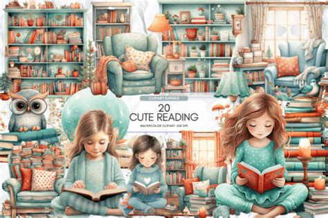 Cute Reading Clipart Bundle Graphic by Markicha Art · Creative Fabrica