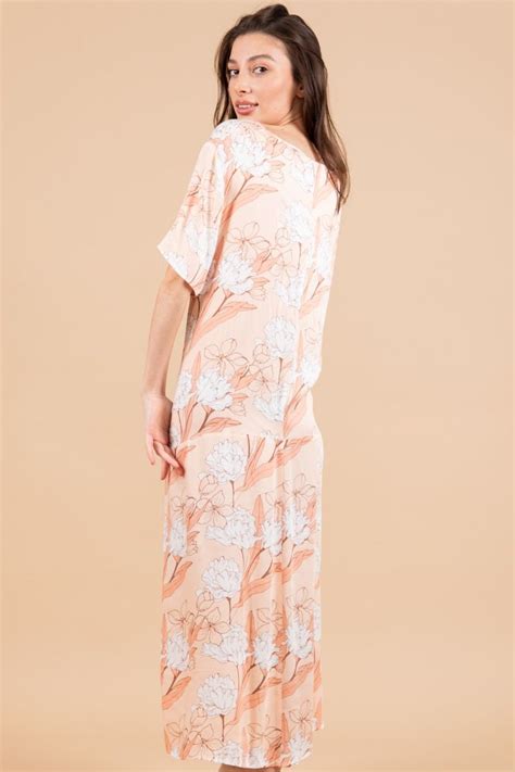 Ladies Light Peach Floral Dress