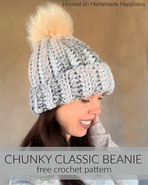 Chunky Classic Beanie Crochet Pattern - Hooked on Homemade Happiness