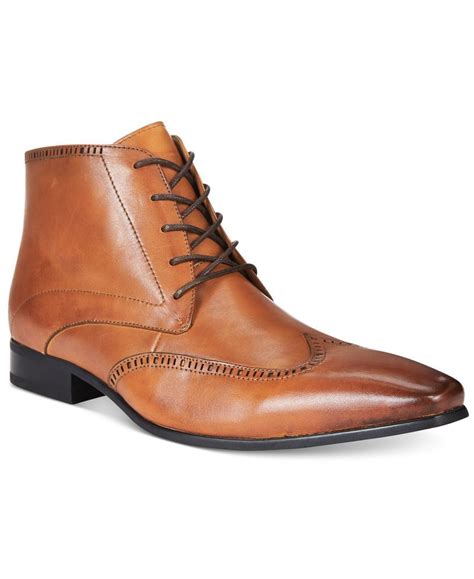 Bar Iii Men's Bryce Wing Tip Boots, Only at Macy's | Leather shoes men, Mens tan boots, Tan ...