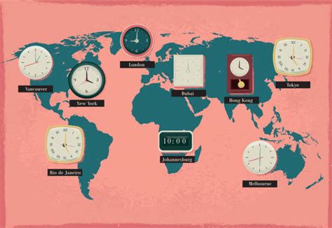 World Map Time Zones stock vectors - iStock