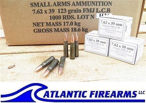 Russian AK 47 Ammunition 7.62x39mm,123gr FMJ 1000 Round Case - AtlanticFirearms.com