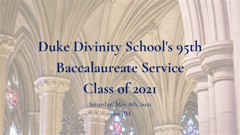 Duke Divinity School's 95th Baccalaureate Service — Class of 2021 - YouTube