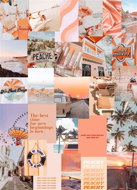 Peach Beach photo art collage pack | Watercolor wallpaper iphone ...