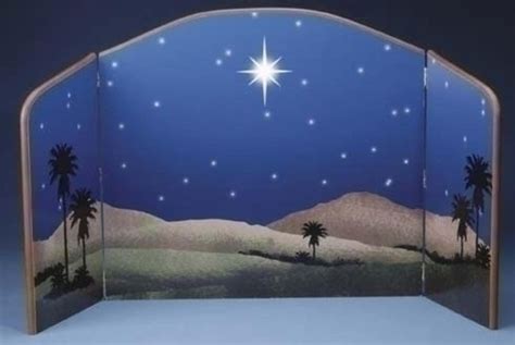 an image of a nativity scene with palm trees and the star of david in the sky