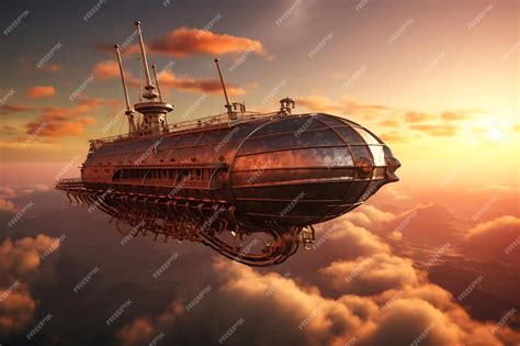 Premium AI Image | Photo of Steampunk airship in the sky 4K Wallpaper